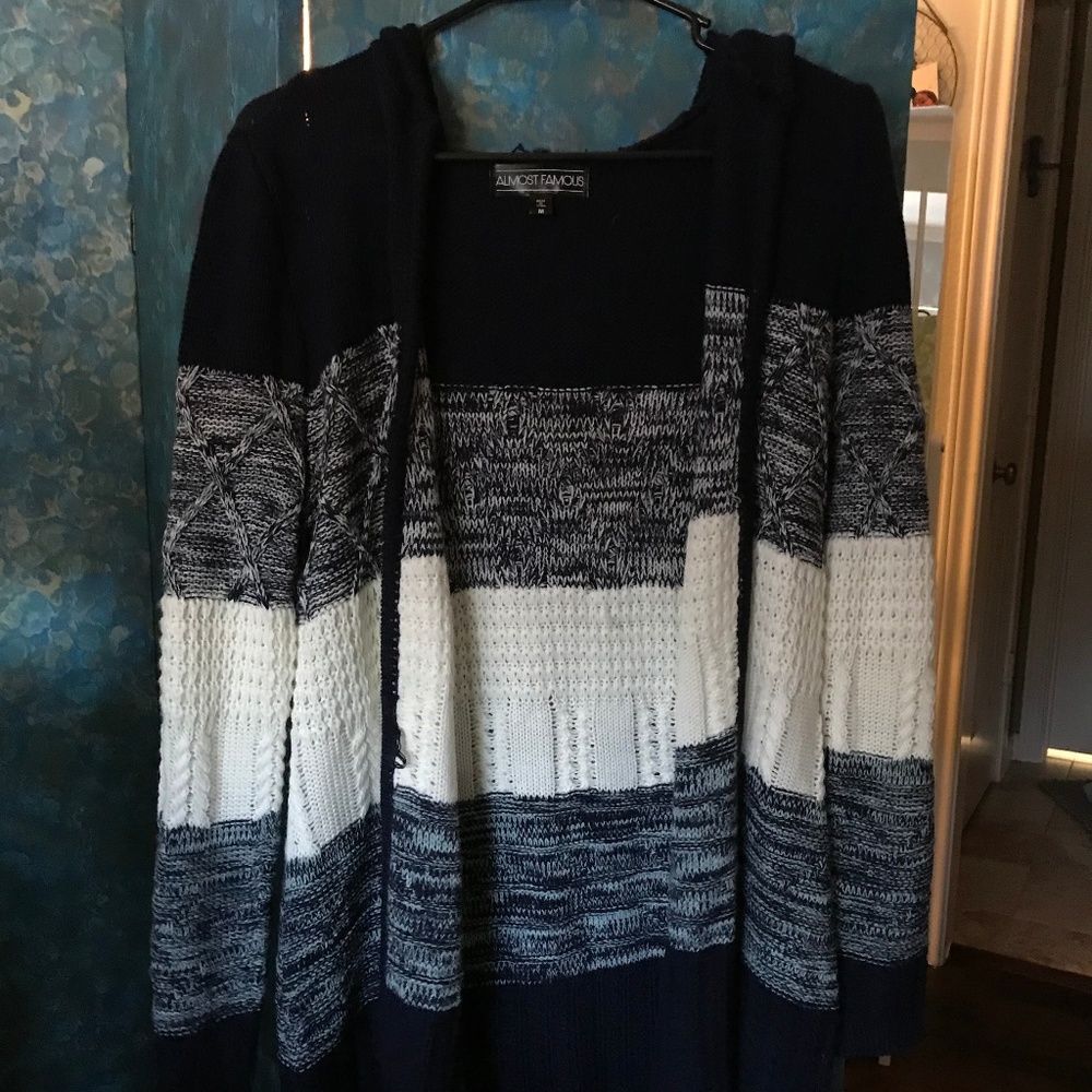 Blue & White Open Sweater